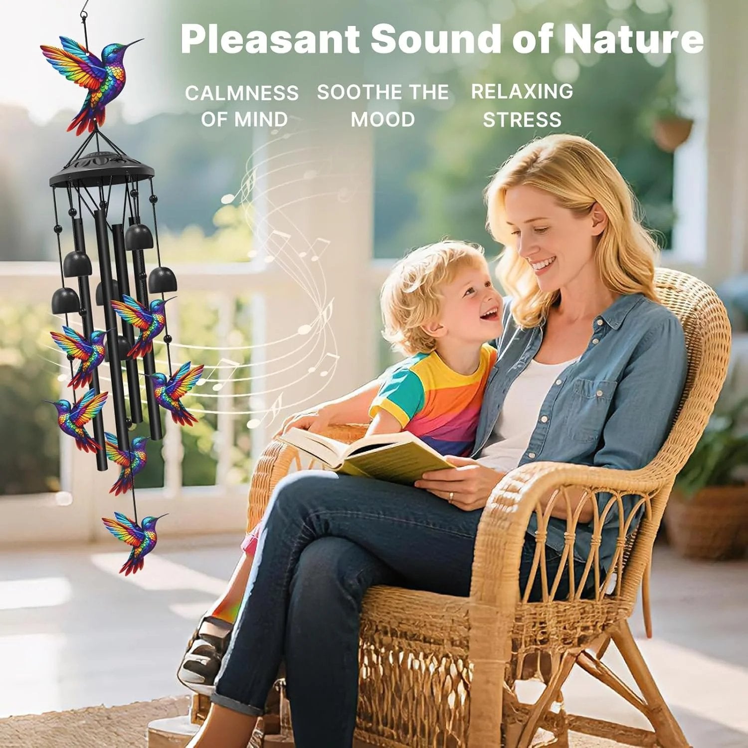 🔥Juneteenth 50% OFF-🐦Vintage Colorful Hummingbird Wind Chime with Metal Tubes and Bells