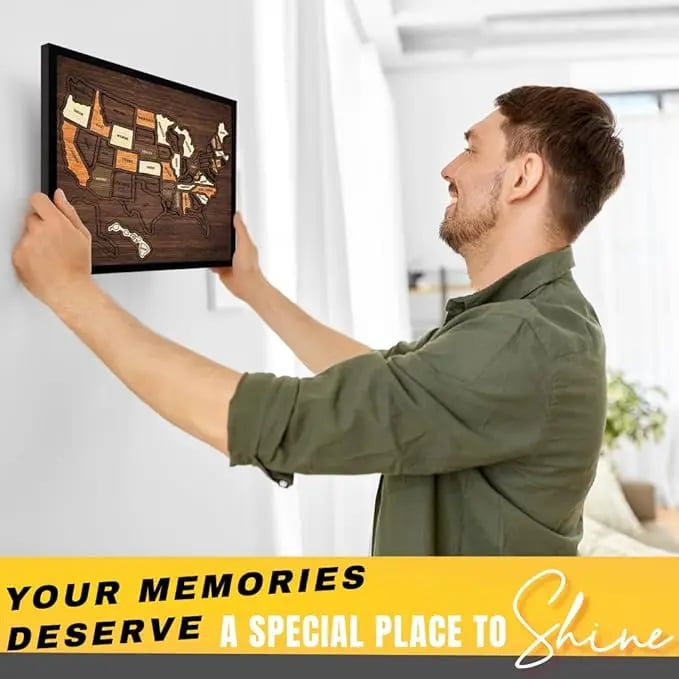 🔥Last Day 70% OFF -🇺🇸 Wooden USA Travel Map Puzzle🧩A Stylish Way to Track Your Journey & Memories