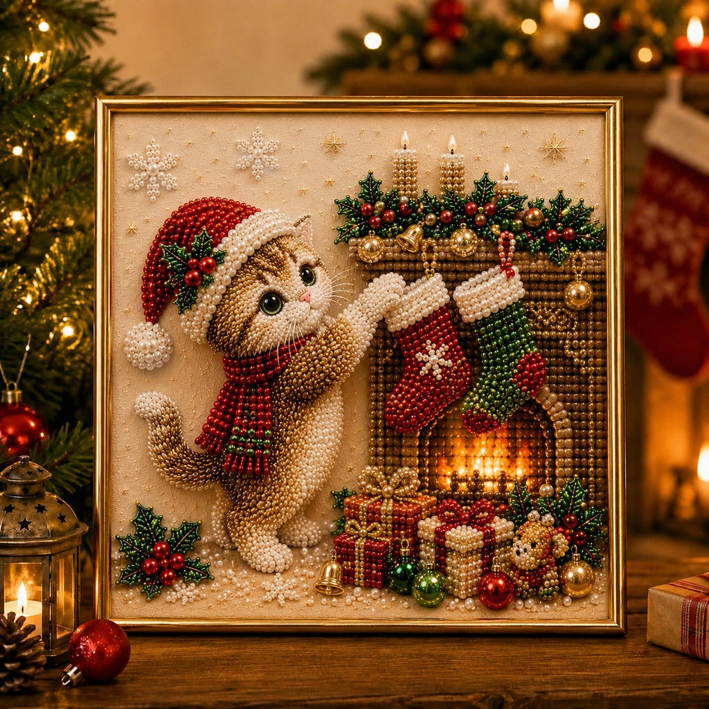 🎄🐾 LAST DAY 70% OFF – Premium 3D Pearl Christmas Kitty Art Kit