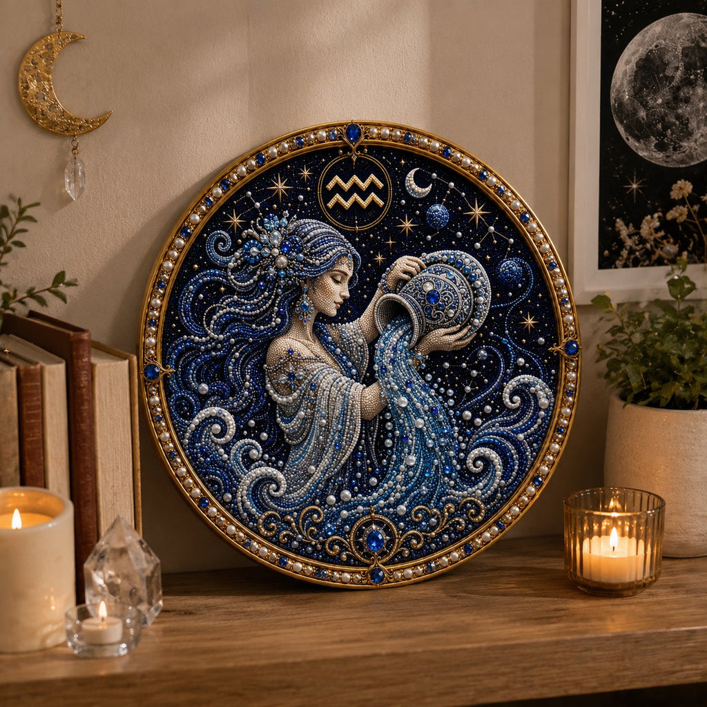 🔥 LAST DAY 70% OFF – ✨ Premium 3D Pearl 12 Zodiac Signs Art Kit | Luxury Flocked Canvas with Scratch-Resistant Non-Fading Pearl Beads DIY Handmade Astrology Decor ♈🌙💎