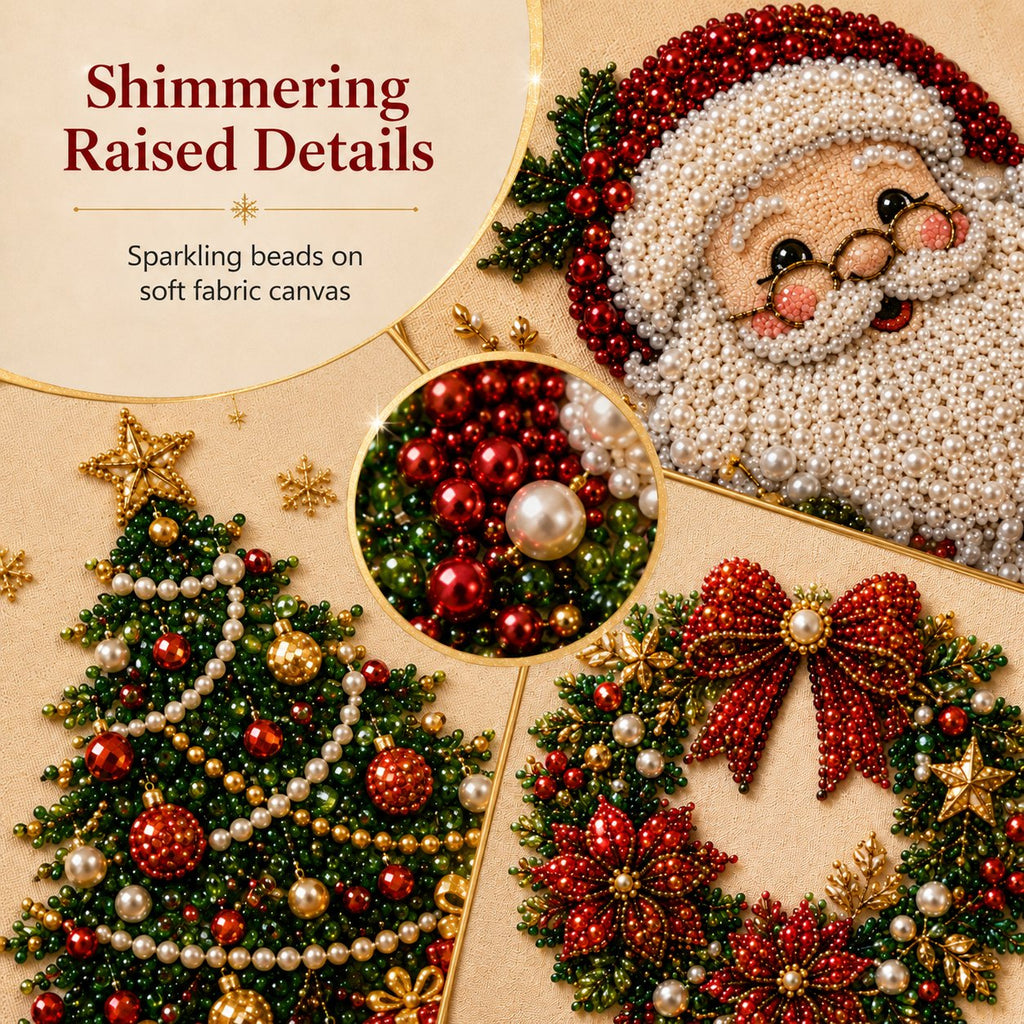 🎄CHRISTMAS EARLY BIRD SALE — 70% OFF – Premium 3D Pearl Christmas Diamond Painting Art Kit | Luxury Flocked Canvas with Scratch-Resistant Non-Fading Pearl Beads DIY Holiday Decor 🎅⛄️❄️