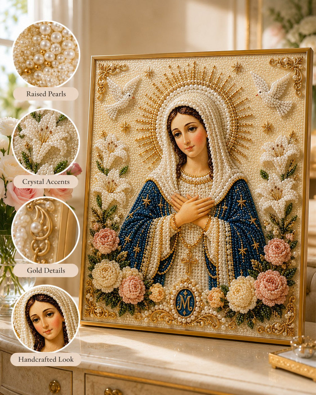 🔥Last Day Promo: 70% OFF-🙏 Divine Pearl Bead Virgin Mary Icon – A Peaceful DIY Faith Art Gift ✨