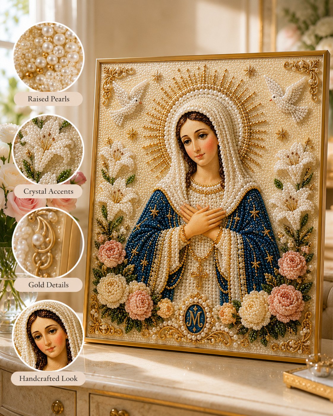 🔥Last Day Promo: 70% OFF-🙏 Divine Pearl Bead Virgin Mary Icon – A Peaceful DIY Faith Art Gift ✨
