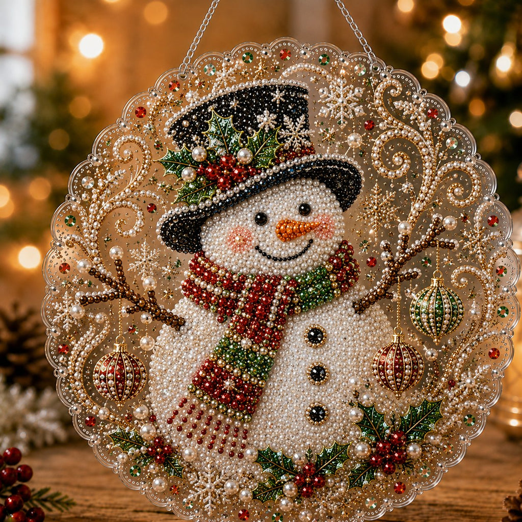 🎄CHRISTMAS EARLY BIRD SALE — 70% OFF – ✨ Christmas Pearl Diamond Art Hanging Ornament Kit | Luxury Flocked Canvas with Scratch-Resistant Non-Fading Pearl Beads DIY Handmade Holiday Hanging Decor 🎅💎