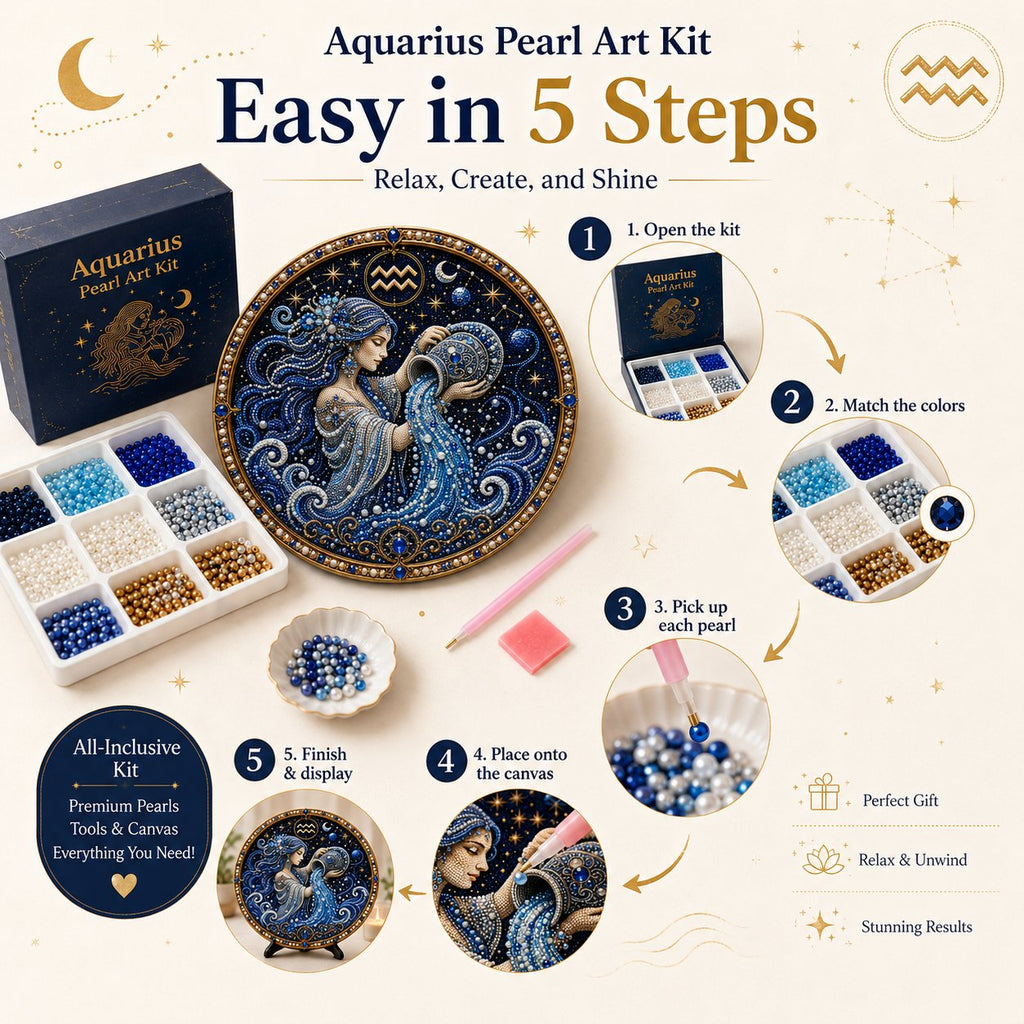 🔥 LAST DAY 70% OFF – ✨ Premium 3D Pearl 12 Zodiac Signs Art Kit | Luxury Flocked Canvas with Scratch-Resistant Non-Fading Pearl Beads DIY Handmade Astrology Decor ♈🌙💎