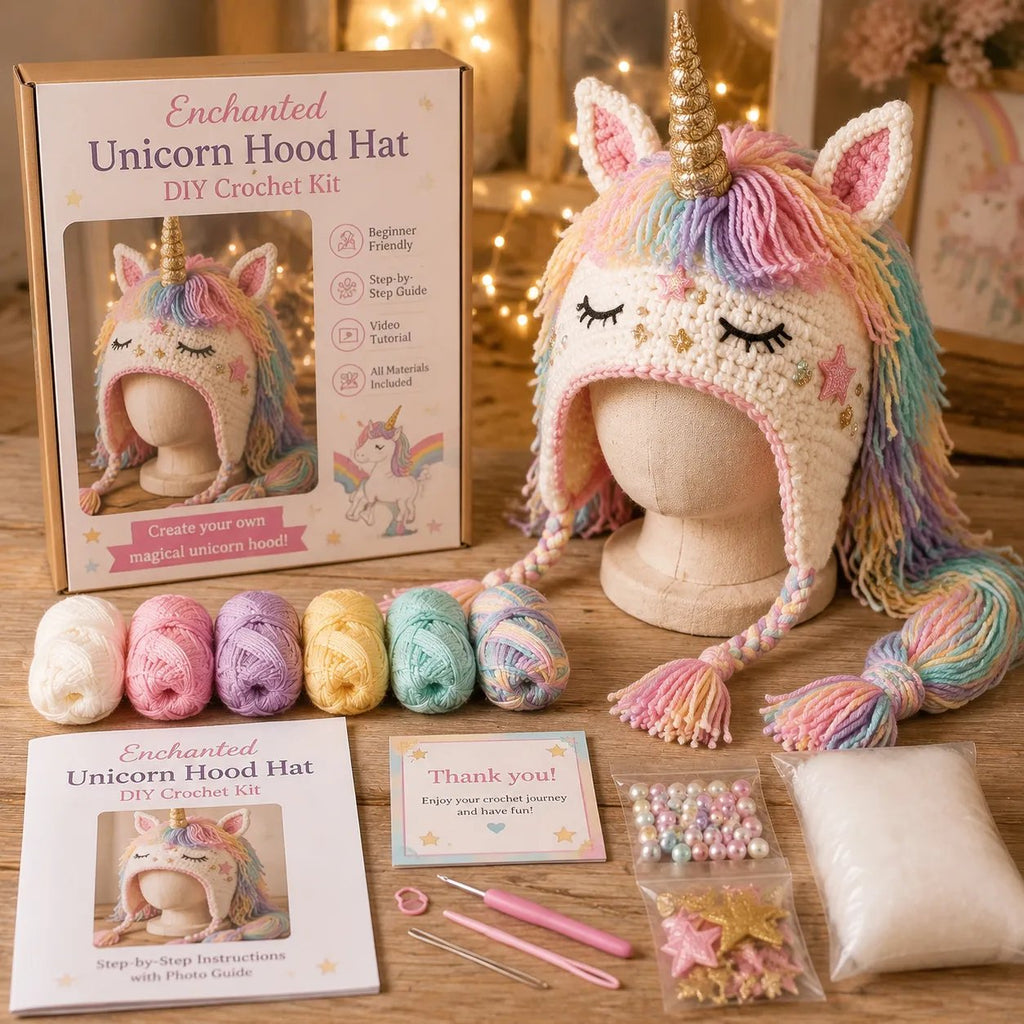 LSAT DAY 70% OFF🐉✨ Fantasy Hood Hat DIY Crochet Kit | Premium Soft Yarn Materials with Step-by-Step Guide DIY Handmade Wearable Character Hood 🧶🎭✨