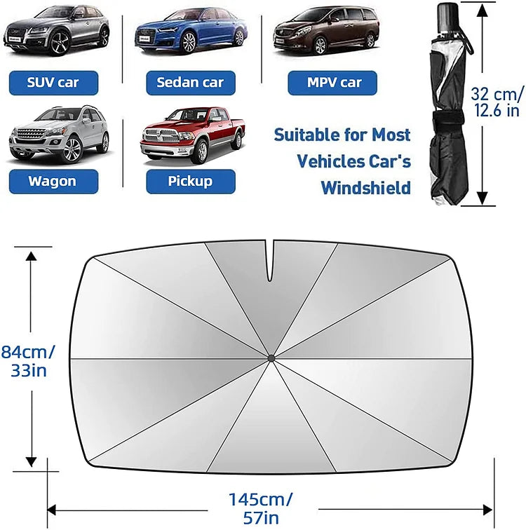 Premium Foldable Windshield Sun Shade Umbrella – UV & Heat Protection